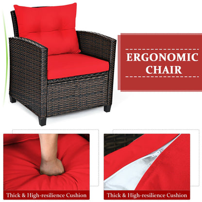3 Pieces Rattan Patio Furniture Set With Washable Cushion | Sizonic