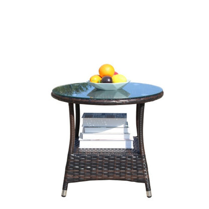 Outdoor Patio Furniture 1 Round Coffee Table With Clear Tempered Glass | Sizonic