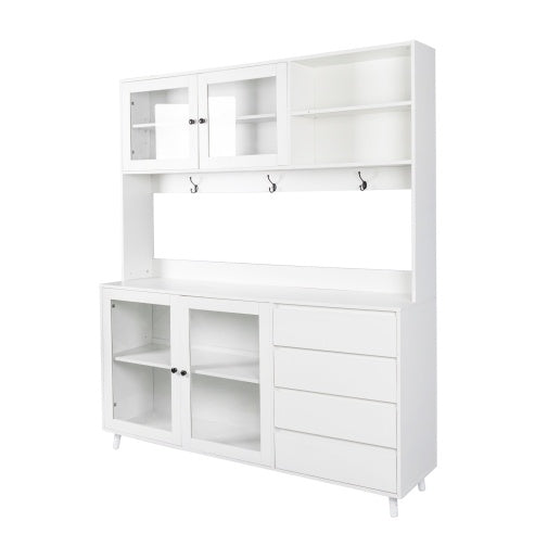 Large Kitchen Cabinet, Pantry Cabinets Storage Cupboard 4 Doors, 4 Drawers & Microwave Shelf | Sizonic