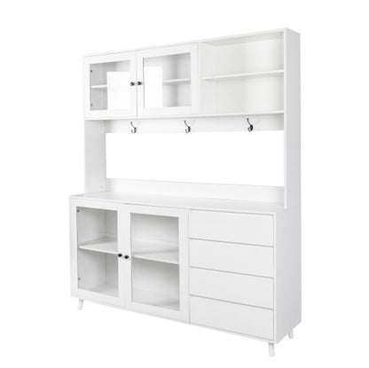 Large Kitchen Cabinet, Pantry Cabinets Storage Cupboard 4 Doors, 4 Drawers & Microwave Shelf | Sizonic