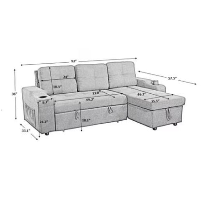 Convertible Sectional Sofa With Armrest Storage | Sizonic