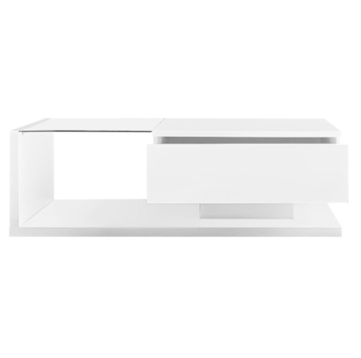 Coffee Table, High-gloss White. Side Tables, Coffee Tables With Glass And LED | Sizonic