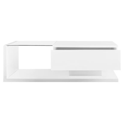 Coffee Table, High-gloss White. Side Tables, Coffee Tables With Glass And LED | Sizonic