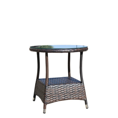 Outdoor Patio Furniture 1 Round Coffee Table With Clear Tempered Glass | Sizonic