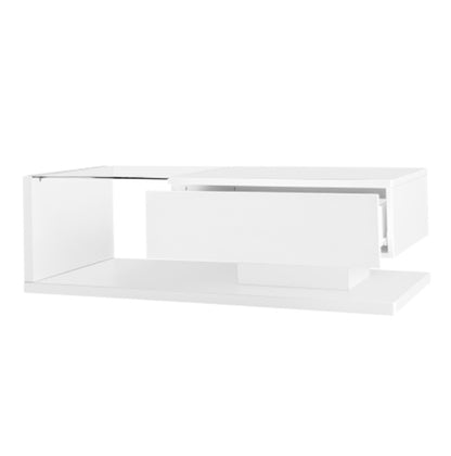 Coffee Table, High-gloss White. Side Tables, Coffee Tables With Glass And LED | Sizonic