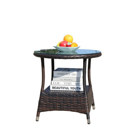 Outdoor Patio Furniture 1 Round Coffee Table With Clear Tempered Glass | Sizonic