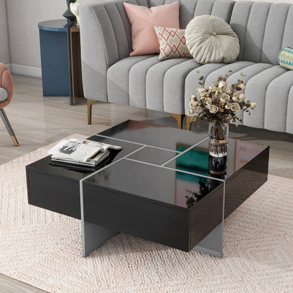 Unique Design Coffee Table With 4 Hidden Storage Compartments | Sizonic