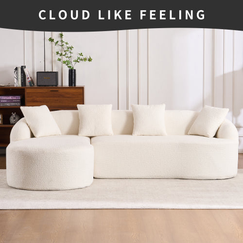 GREY COMPRESSION SOFA 3-seater, Wood Grain Chenille Fabric, Full Sponge Compression Sofa, Combined Sofa Furniture Apartment | Sizonic