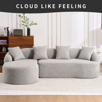 GREY COMPRESSION SOFA 3-seater, Wood Grain Chenille Fabric, Full Sponge Compression Sofa, Combined Sofa Furniture Apartment | Sizonic