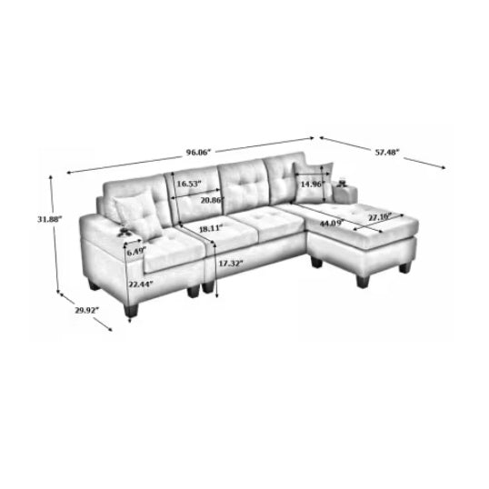 Fabric Sectional Sofa | Sizonic
