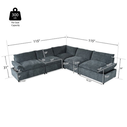 Durable Polyester Upholstery, Plush Cushions, Hidden Storage Compartments, Living Room, Lounge | Sizonic