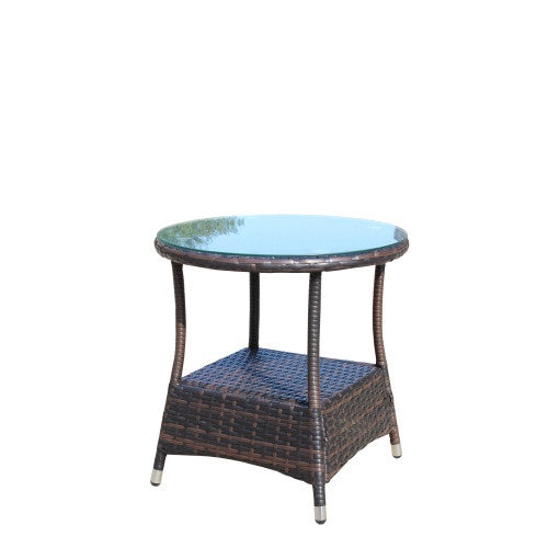Outdoor Patio Furniture 1 Round Coffee Table With Clear Tempered Glass | Sizonic