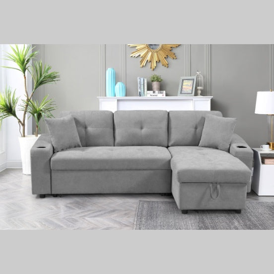 Convertible Sectional Sofa With Armrest Storage | Sizonic