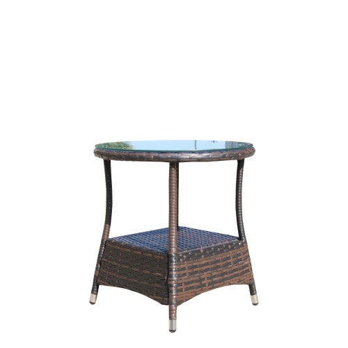 Outdoor Patio Furniture 1 Round Coffee Table With Clear Tempered Glass | Sizonic