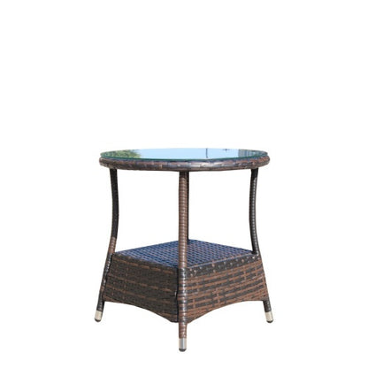Outdoor Patio Furniture 1 Round Coffee Table With Clear Tempered Glass | Sizonic