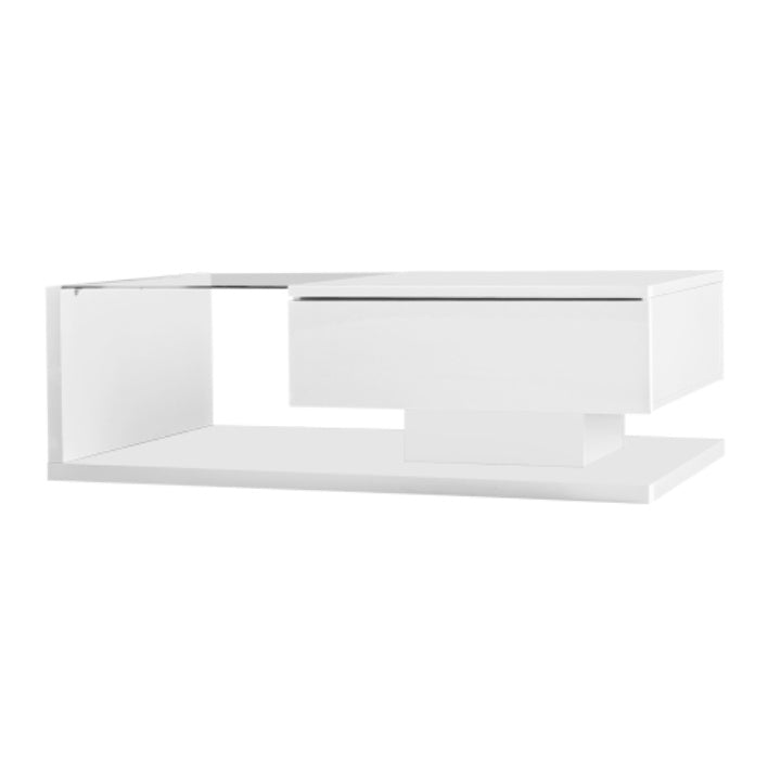 Coffee Table, High-gloss White. Side Tables, Coffee Tables With Glass And LED | Sizonic