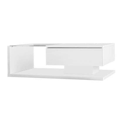 Coffee Table, High-gloss White. Side Tables, Coffee Tables With Glass And LED | Sizonic