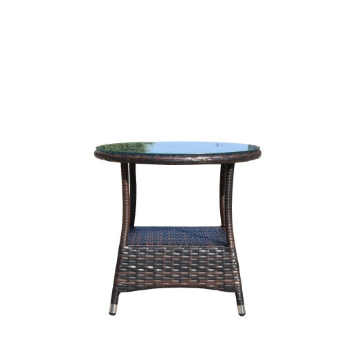 Outdoor Patio Furniture 1 Round Coffee Table With Clear Tempered Glass | Sizonic