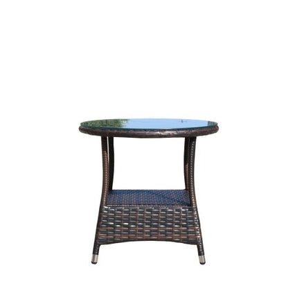 Outdoor Patio Furniture 1 Round Coffee Table With Clear Tempered Glass | Sizonic