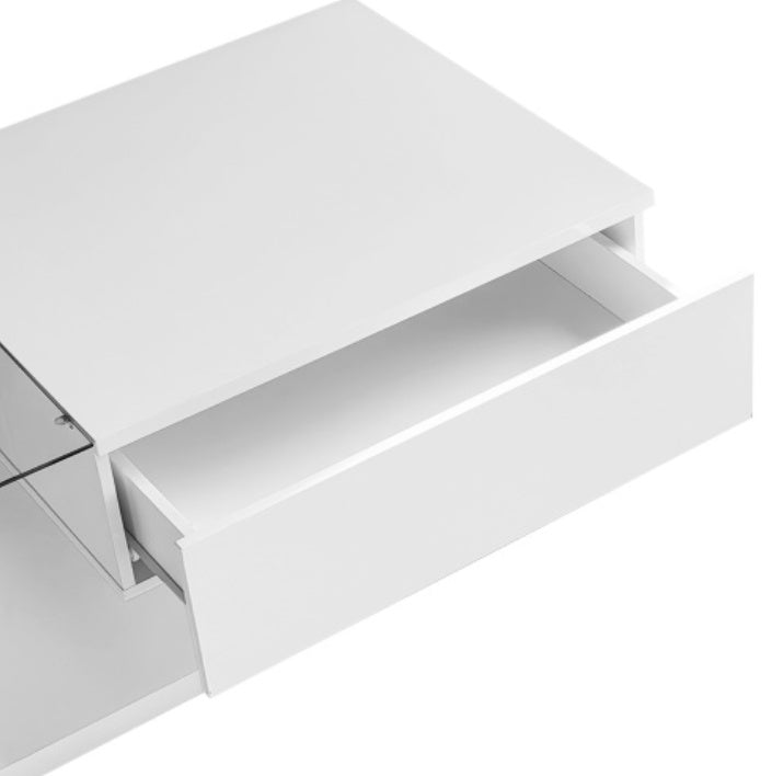Coffee Table, High-gloss White. Side Tables, Coffee Tables With Glass And LED | Sizonic