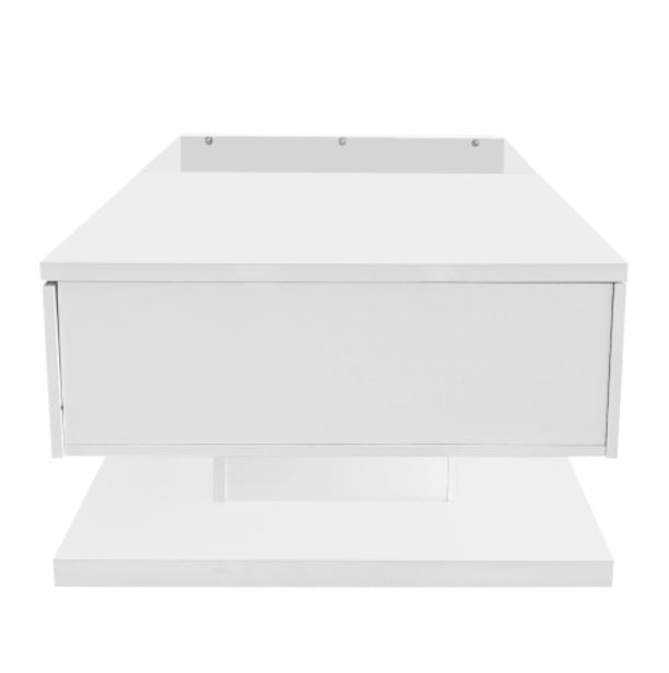 Coffee Table, High-gloss White. Side Tables, Coffee Tables With Glass And LED | Sizonic