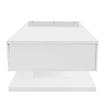 Coffee Table, High-gloss White. Side Tables, Coffee Tables With Glass And LED | Sizonic