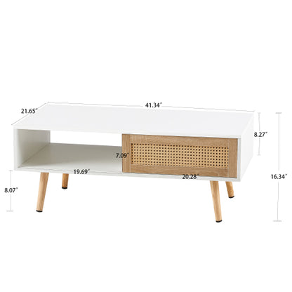 41.34 Inch Rattan Coffee Table | Sizonic